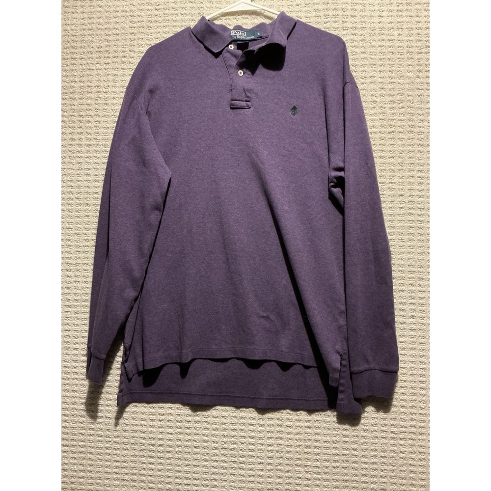 Polo Ralph Lauren Long Sleeve Golf Polo Shirt Plum L Cotton Black Pony